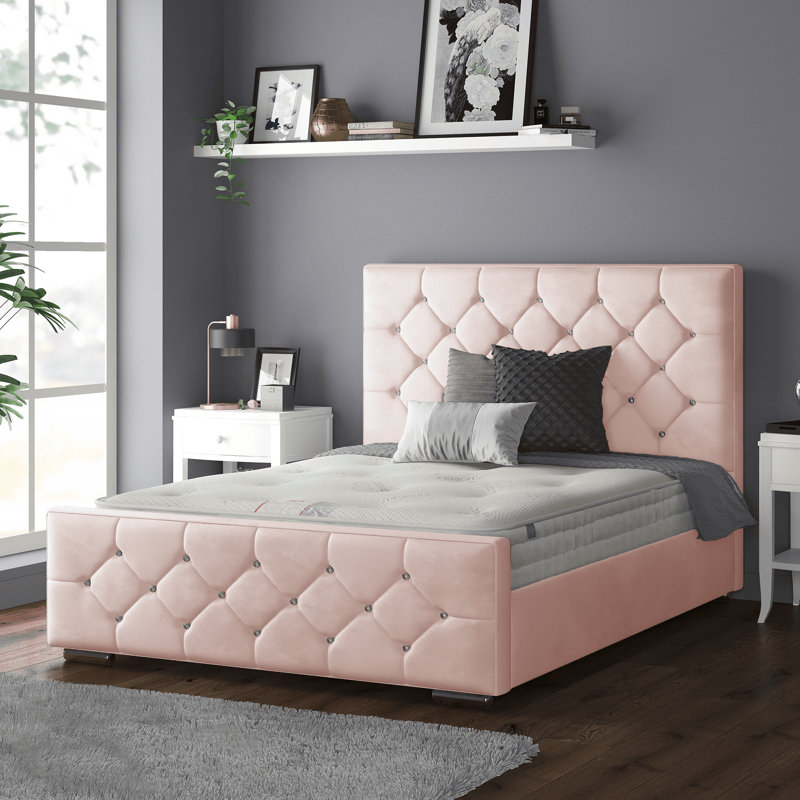 Chen Upholstered Bed, Pink, Single (3')