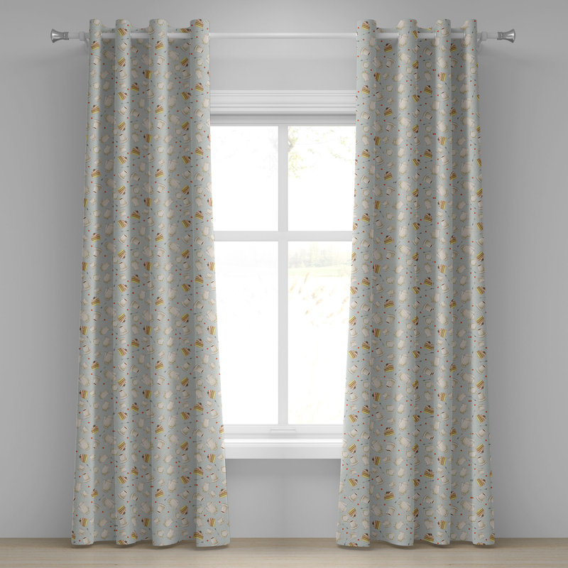 Rideau à œillets décoratif à 2 panneaux Bungalow Rose Tea Party, 50 po x 96 po, rouge-bleu-vert, L 50 po x L 120 po