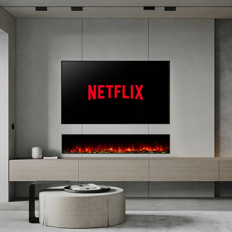 Rosalinde Wifi Enable Recessed Electric Fireplace, 23.75" H x 96.25" W x 5.5" D