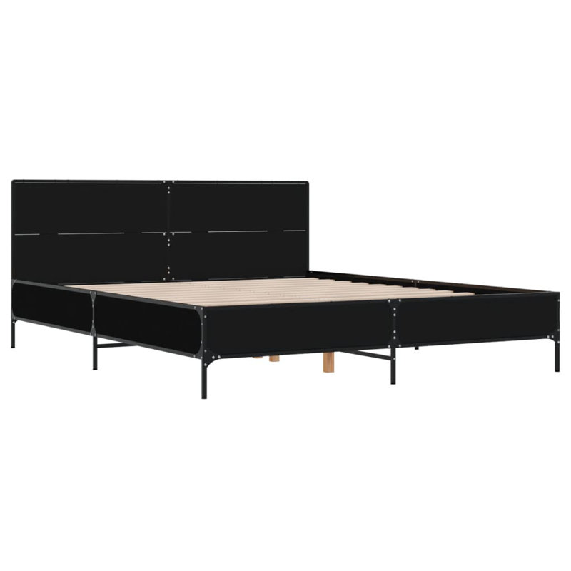 Adamek Bed, Black, European Double (140 x 200 cm)