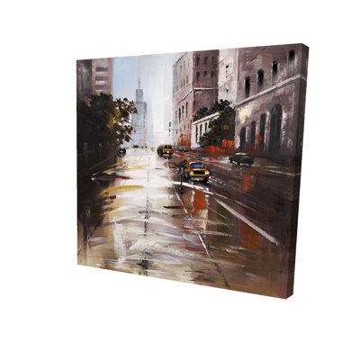 Scène de rue matinale | Art mural en toile brune pour le décor de chambre à coucher