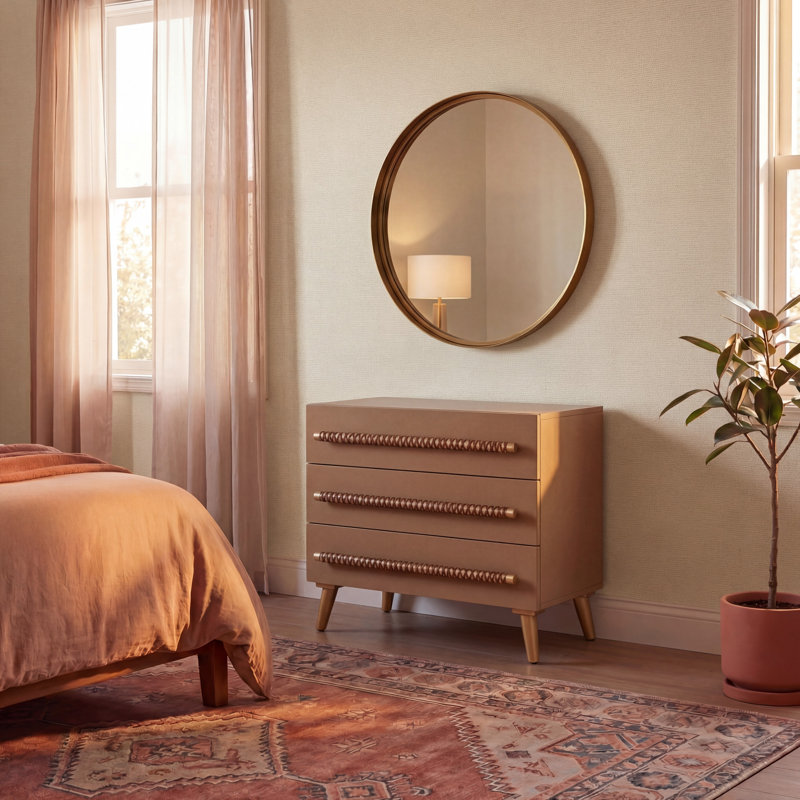 Commode 3 tiroirs l 31,5 po Abdülkerim, Taupe / or