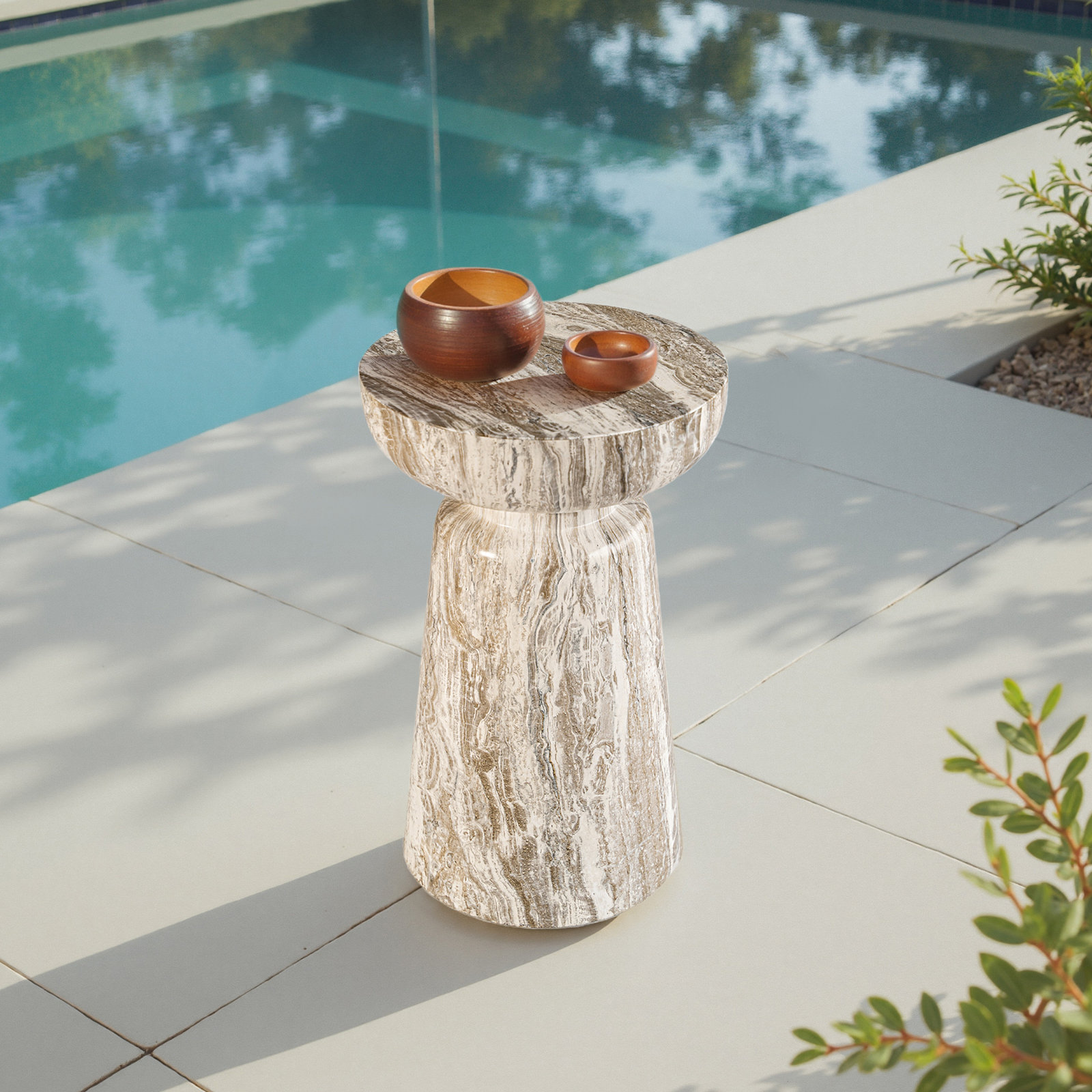 14" Patio Side Table, Brown