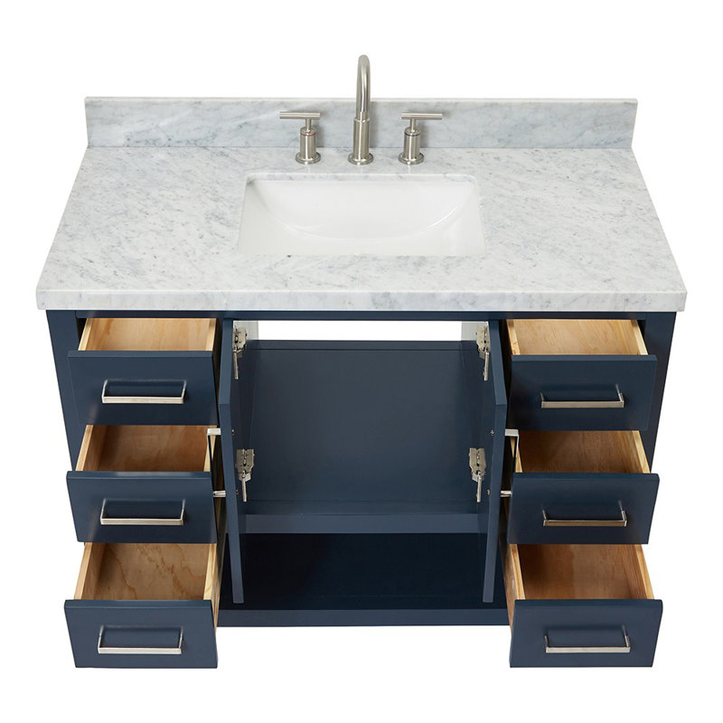 Ensemble de meuble-lavabo simple 43 po Moille, Bleu minuit, Rectangular