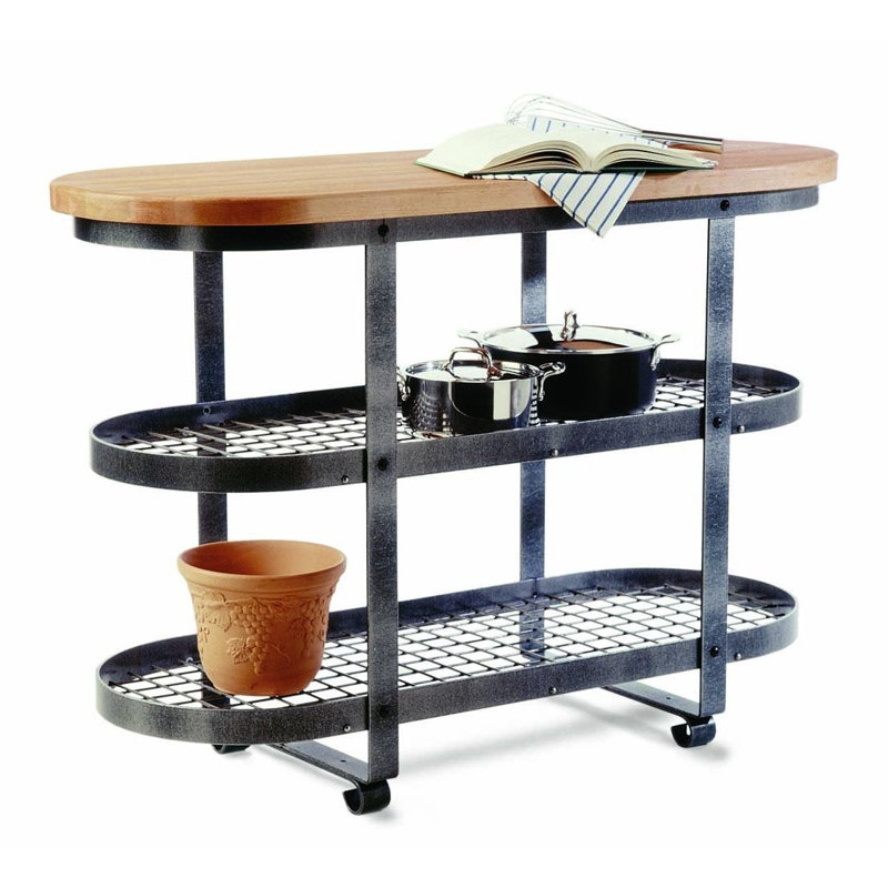 Gourmet Kitchen Cart with Butcher Block Top
