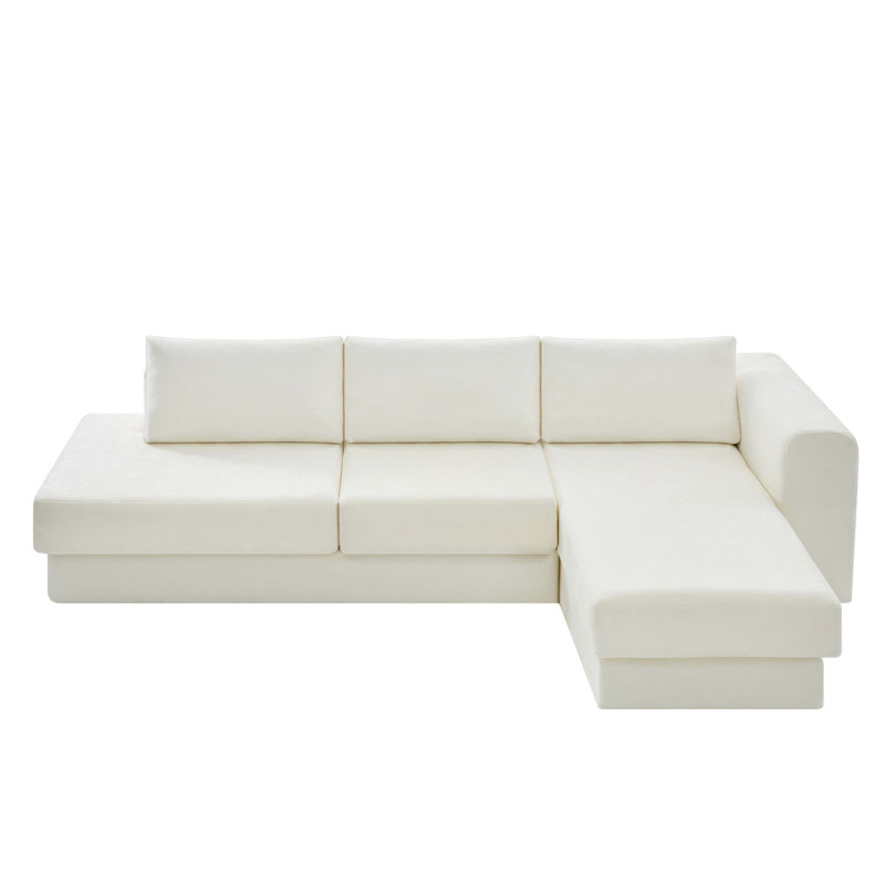 Canapé modulaire en L de 113 po avec canapé à deux couches pour le salon, Chenille beige