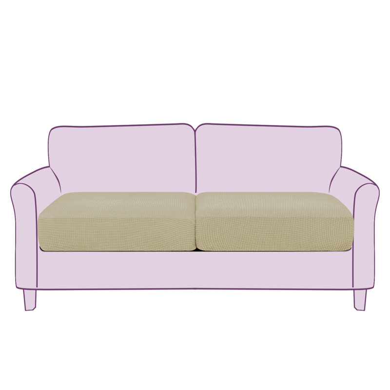Housse pour causeuse à coussins carrés texturés, Mélange de polyester sable