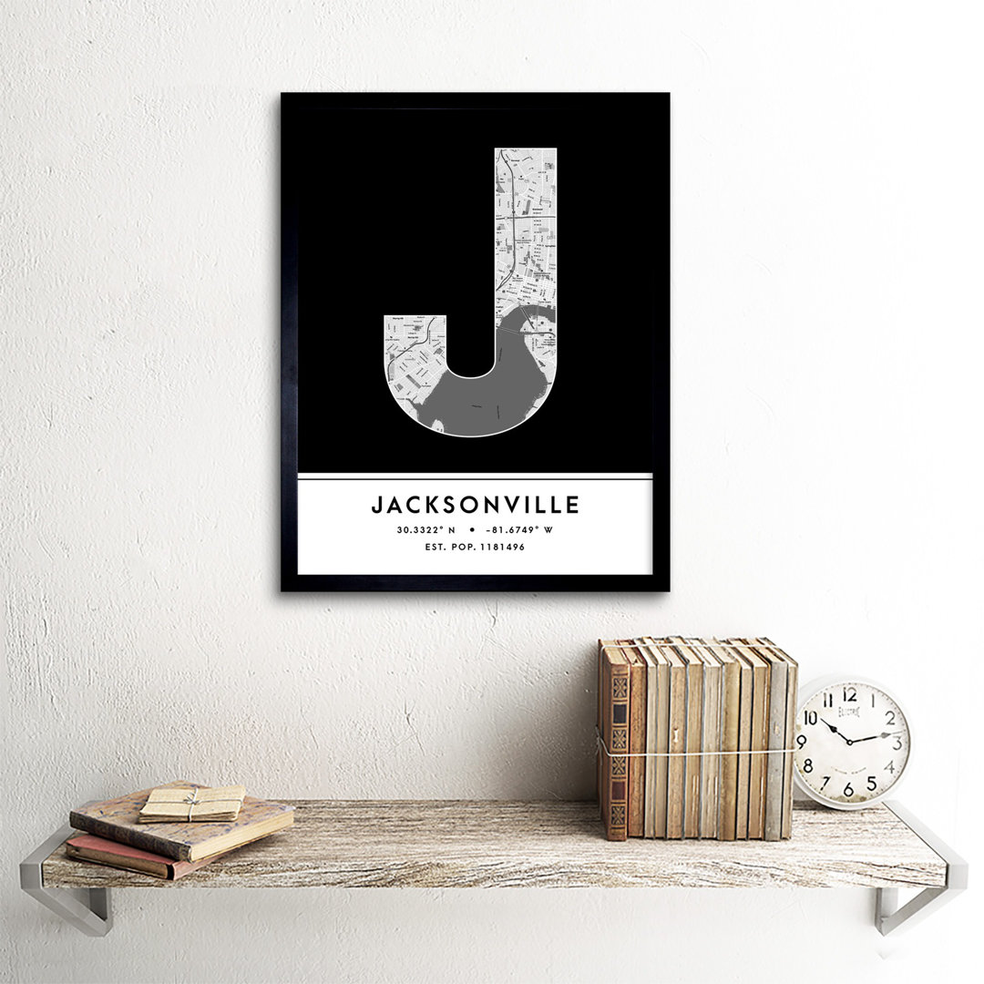 Jacksonville Florida United States City Map - Single Picture Frame Typography