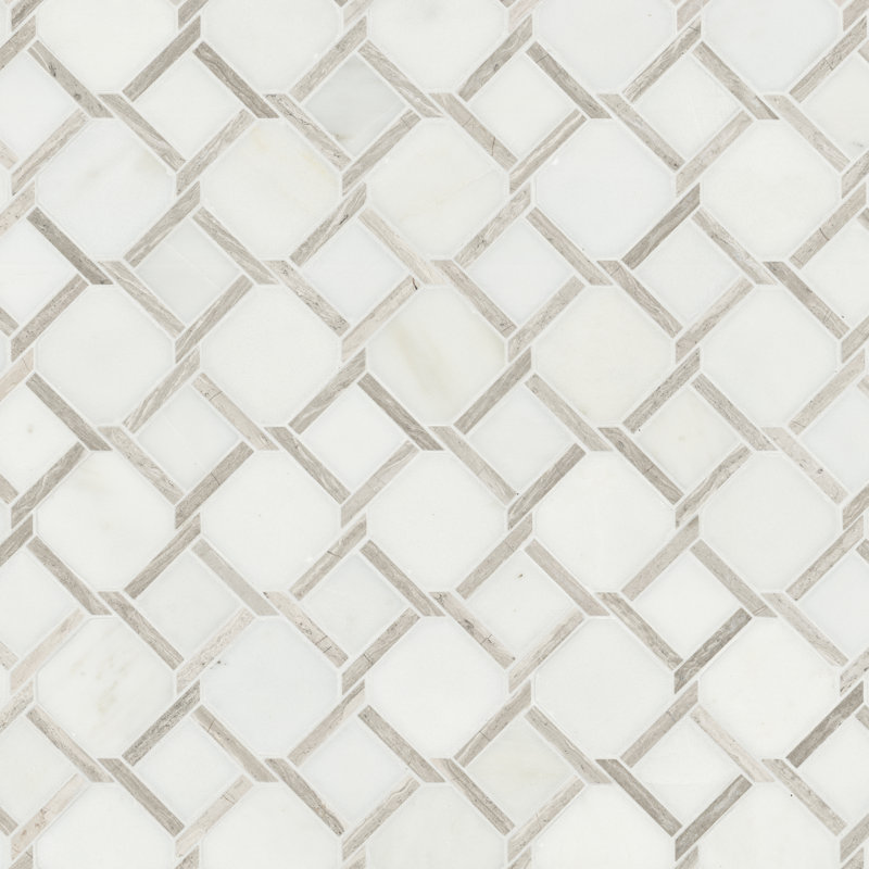 Chateau Lace Geometric 12 in. x 12 in. Polished Marble Mosaic Floor and Wall Tile