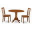  L'ensemble de table de cuisine 3 pièces pour petits espaces comprend une table ronde avec Dropleaf et 2 chaises de salle à manger, 42 po x 42 po, brun selle-1248389572-1234433539