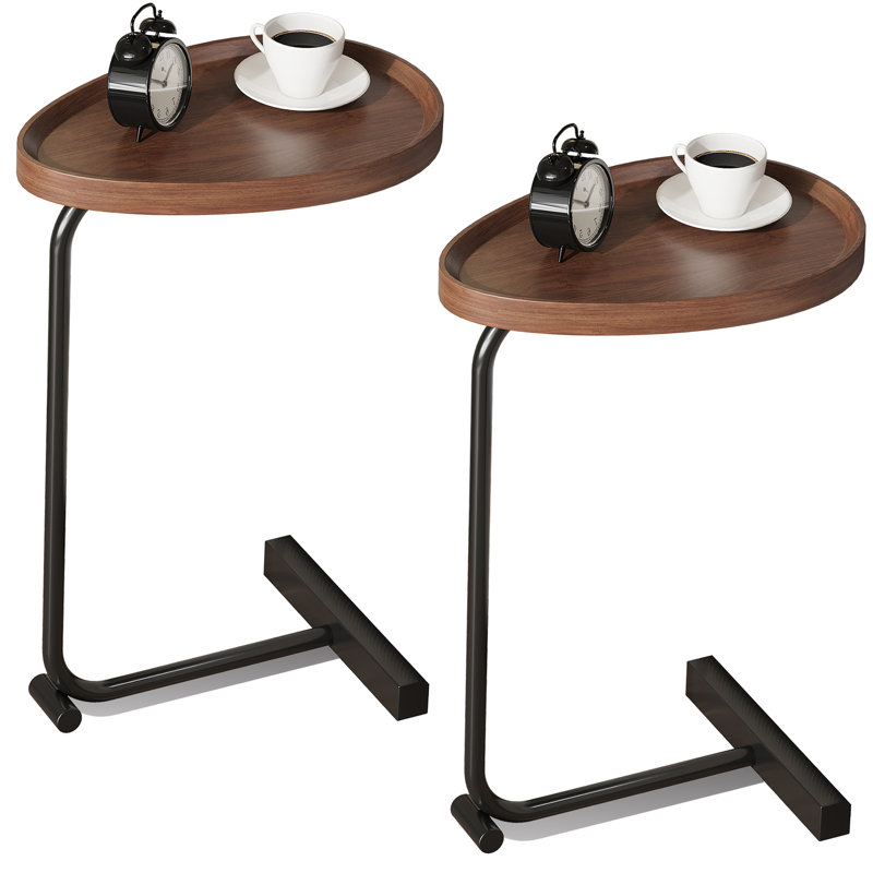 Table d'appoint en forme de C, Brun / noir