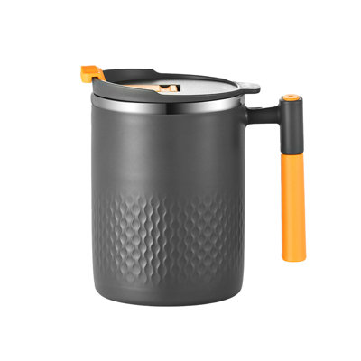 MARK CUP Stainless Steel Mug With Lid And Handle - 450ML Reusable Double Layer Insulated Thermal Mug For Home - Office And Travel Coffee Mug Breakfast Cups