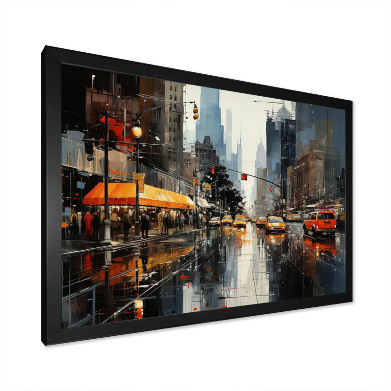 Cityscape Collage II sur toile, H 34 po x l 44 po x P 1,5 po, Cadre simple noir