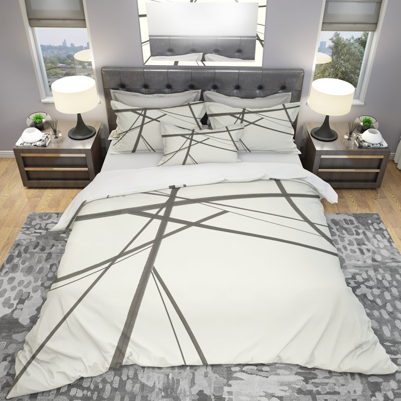 minimaliste noir et blanc III - Ensemble de housse de couette transitionnel - Microfibre de polyester