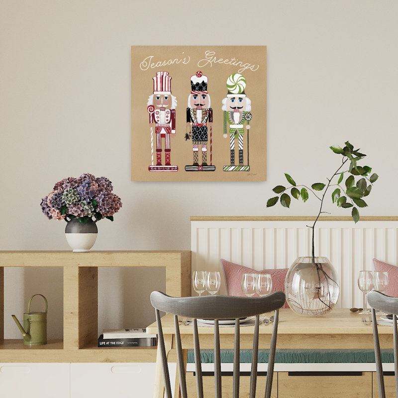 Festive Nutcrackers I, art contemporain abstrait, H 18 po x l 18 po