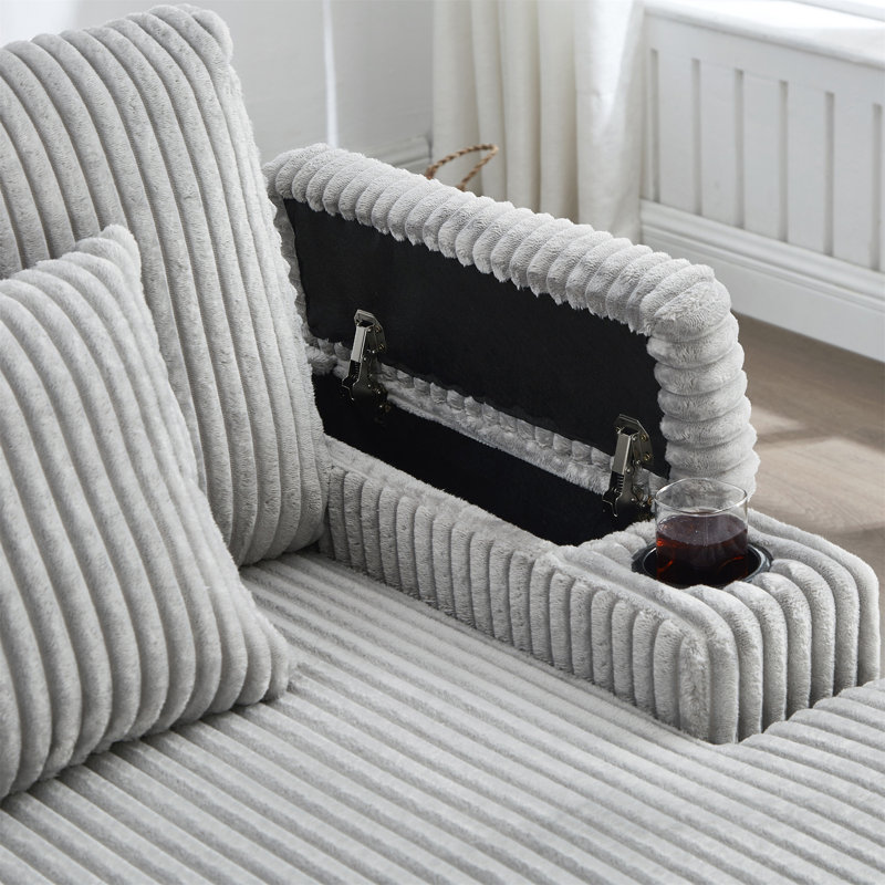 Canapé-lit moderne avec méridienne 75,5 po, Gris