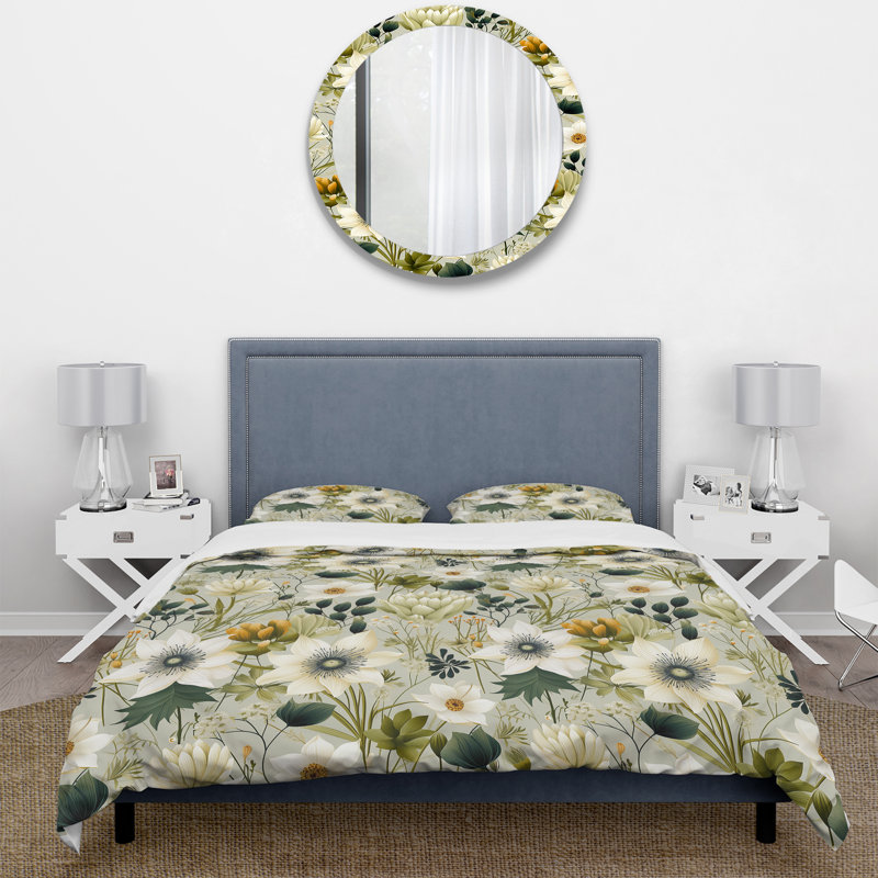 Ensemble de housse de couette Earthy Zen Garden III, Housse de couette simple + 1 taie décorative stan