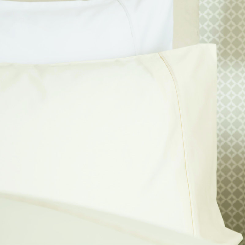 600 TC 100% Cotton Range Sateen Pillowcase, Ivory