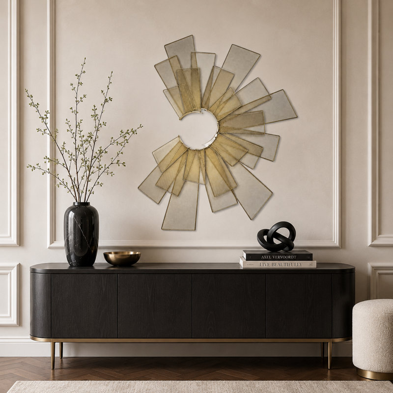 43" W x 37" H Gold Abstract Geometric Metal Wall Decor