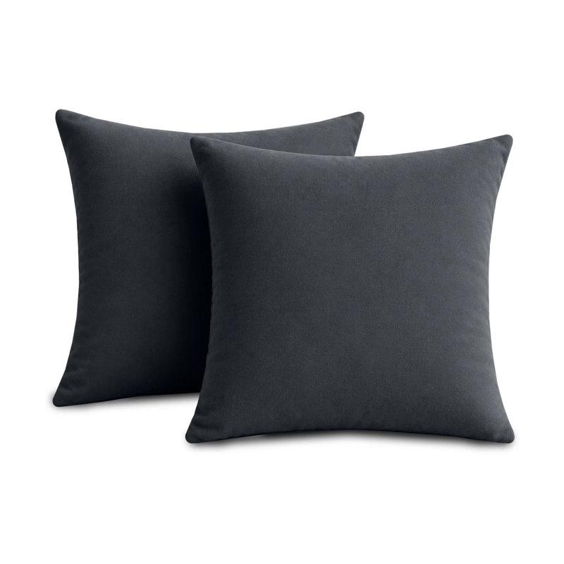 Classic Microfiber Cushion Cover Fade Resistant for Sofa and Bed, CHARCOAL