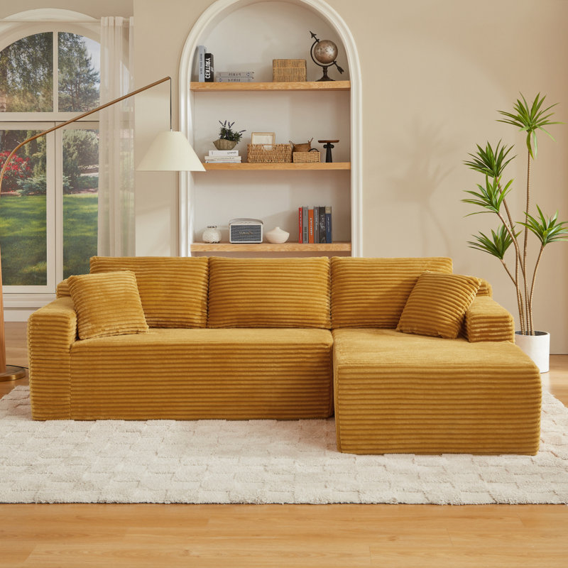 Canapé modulaire en L avec siège profond, sans assemblage requis, canapé modulaire pour salon, chambre à coucher, appartement, jaune