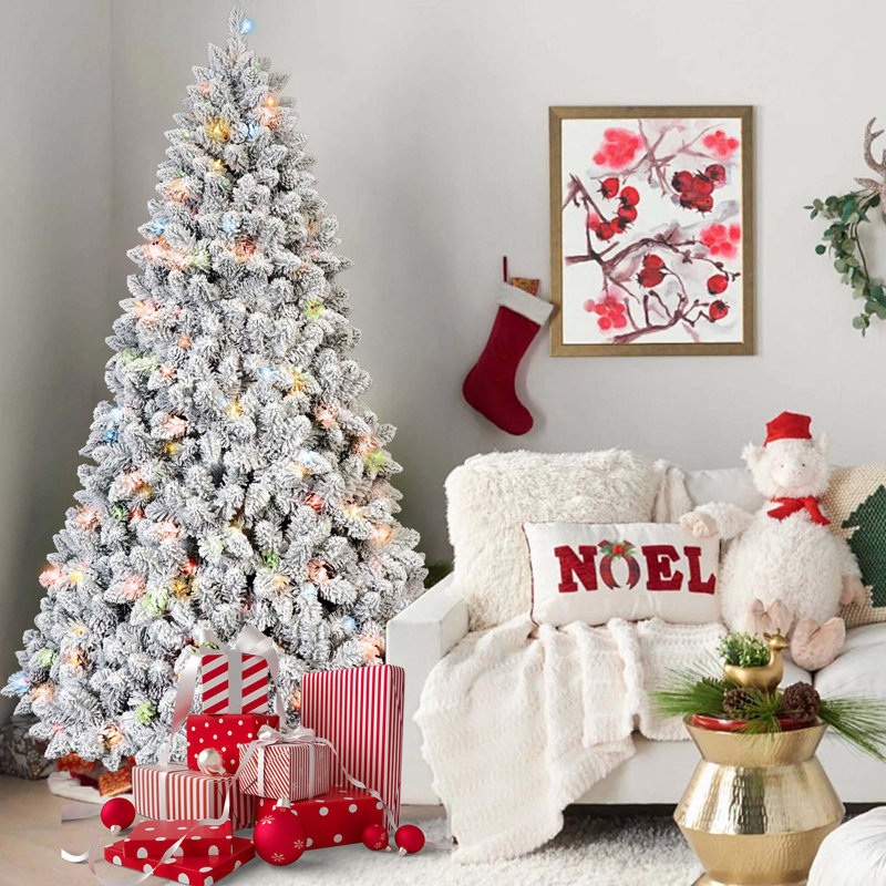 Arbre de Noël articulé à branches articulées avec lumières UL colorées et 21 pommes de pin naturelles, 6'