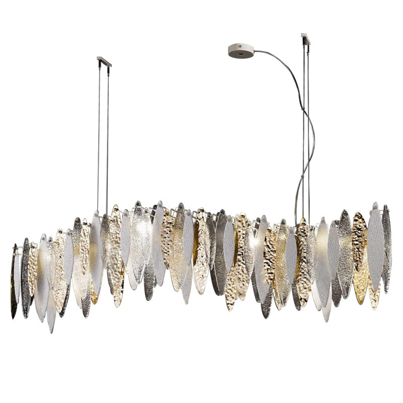 Lustre suspendu géométrique Light, Bronze, Fumée texturée, 77" Length x 8" width x 15" Height