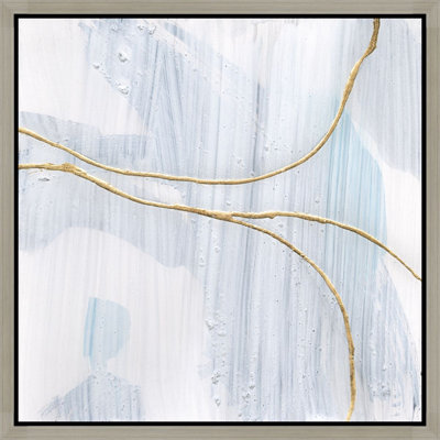 «Ethereal Brushstrokes with Gold Accents», art mural sur toile encadrée