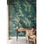 Papier peint abstrait vert avec feuilles tropicales