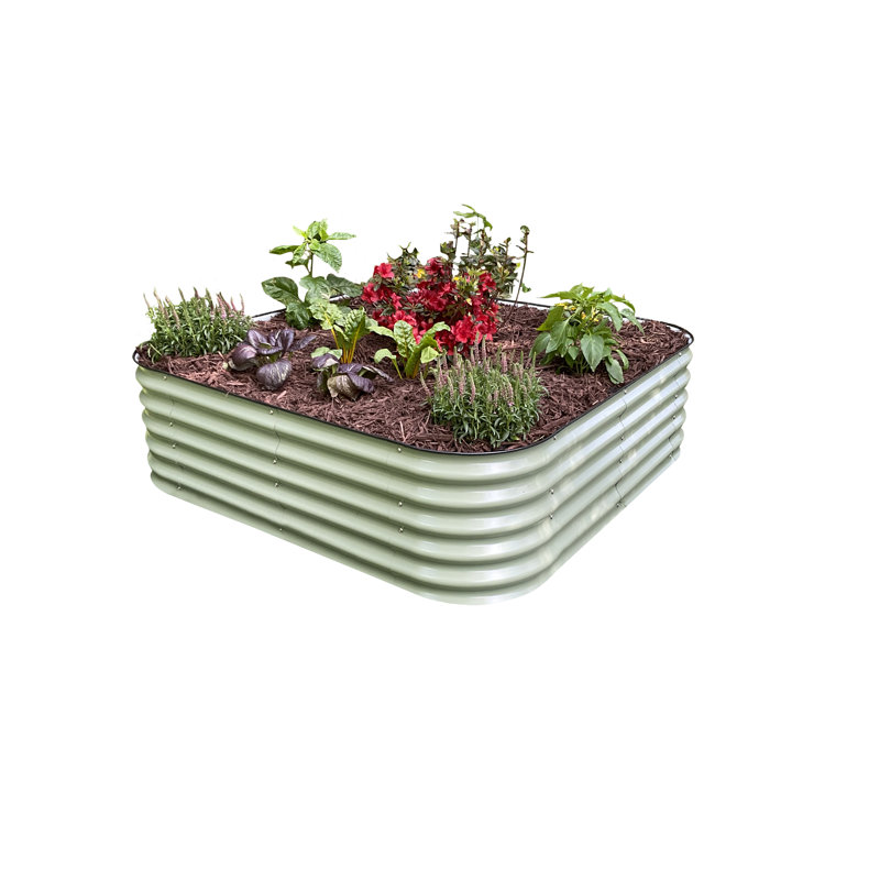 Lit de jardin surélevé en métal VegHerb, Vert mer