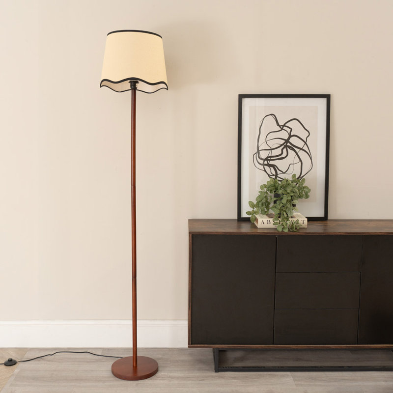 Roshina 182cm Traditional Floor Lamp, Walnut, Yes, Natural/Black