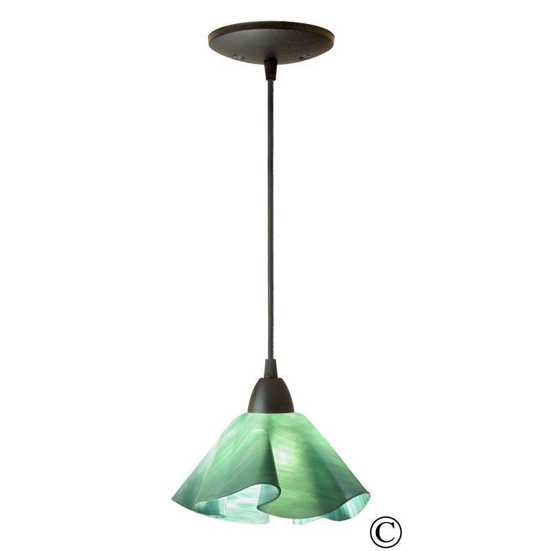Dale Handcrafted Glass 1-Light Geometric Pendant, Large, White, Flame - Seafoam Green