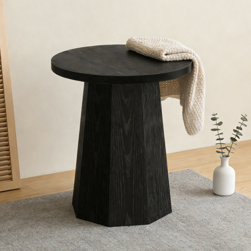 Table d'appoint en bois avec base octogonale, Noir