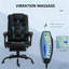 Fauteuil de massage de bureau haut dossier avec support lombaire vibrant, repose-pieds rétractable et inclinable à hauteur réglable pour un confort ergonomique ultime