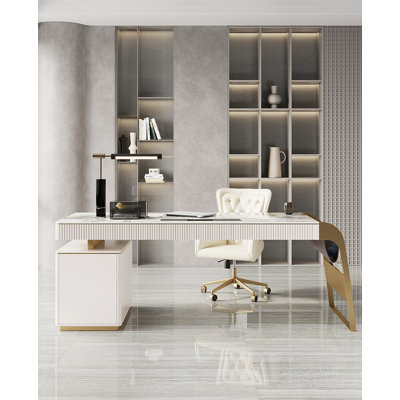 Light Luxury Modern White Granite Countertop Desk