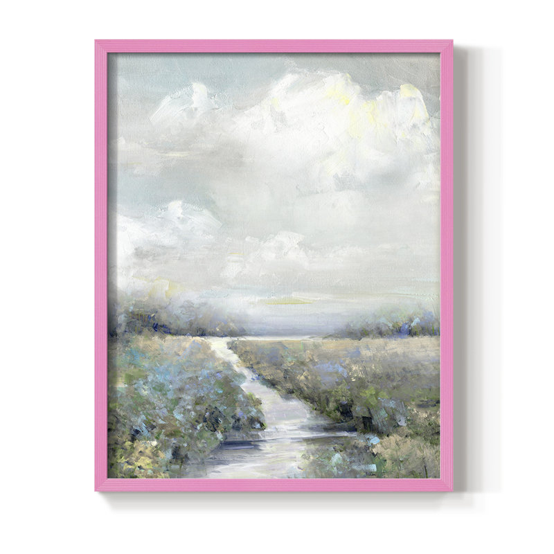 Reproduction encadrée péninsule - bois massif, Rose, H 10 po x l 8 po