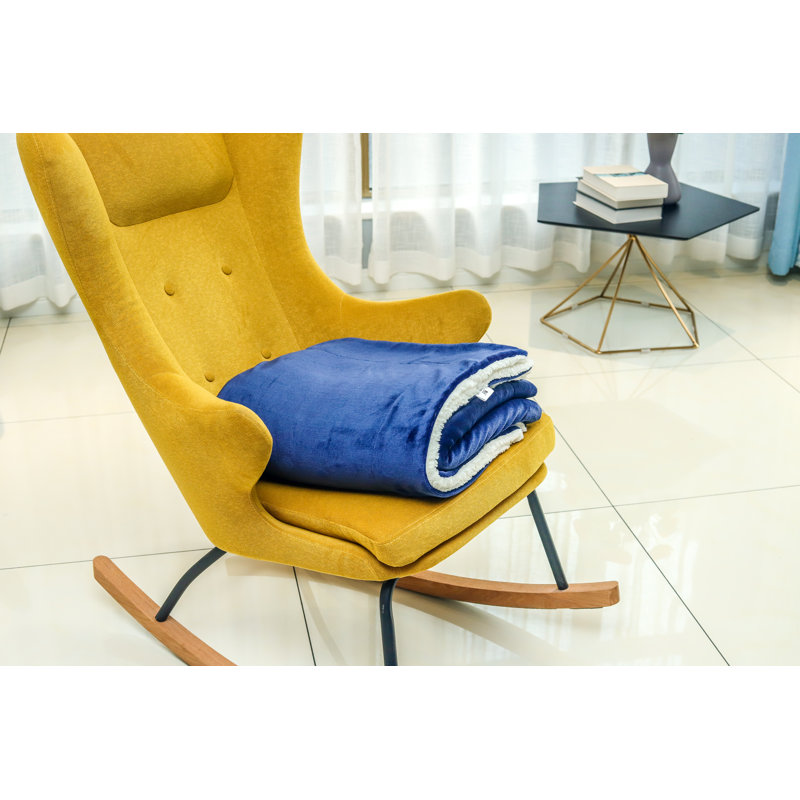 Sherpa Fleece Blanket Throw, 130 x 150cm, Navy Blue