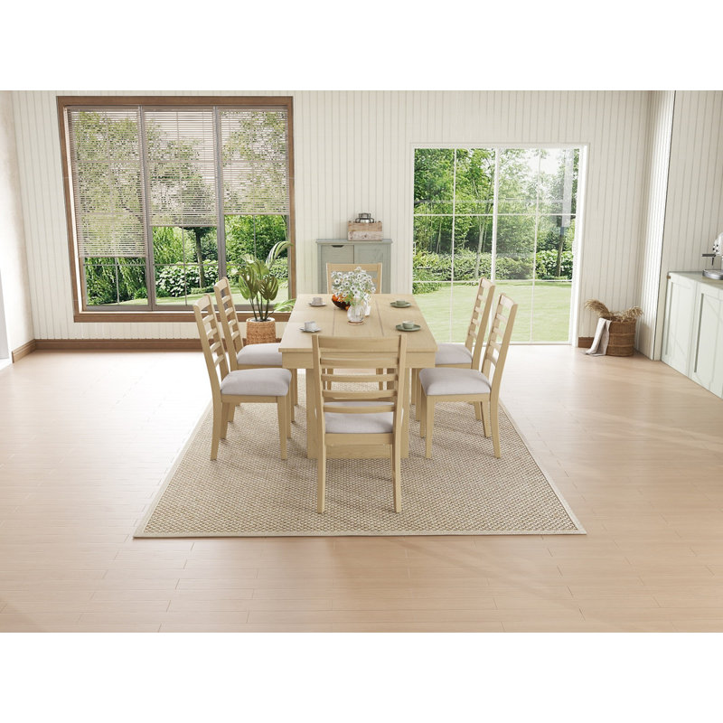 Ensemble de salle à manger extensible 7 pièces, Naturel / Beige, 7 pièces
