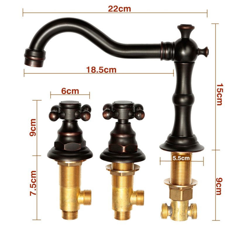 Rome Juno Oil Rubbed Bronze Bathroom Sink Faucet with Double Tap Mixer