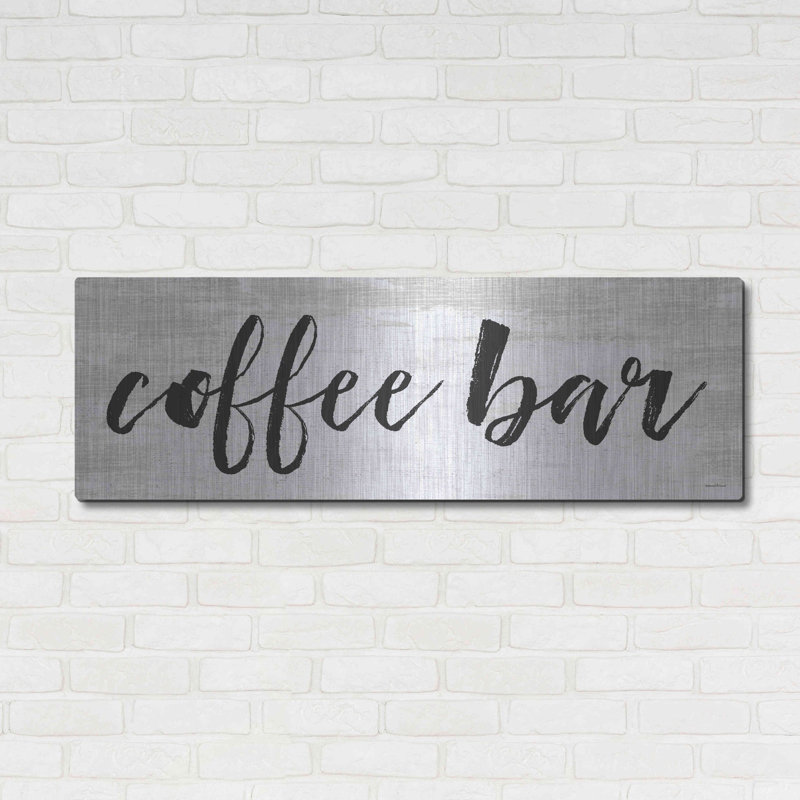 «Coffee Bar on White» par Lettré et doublé, art mural en métal, H 16 po x l 48 po