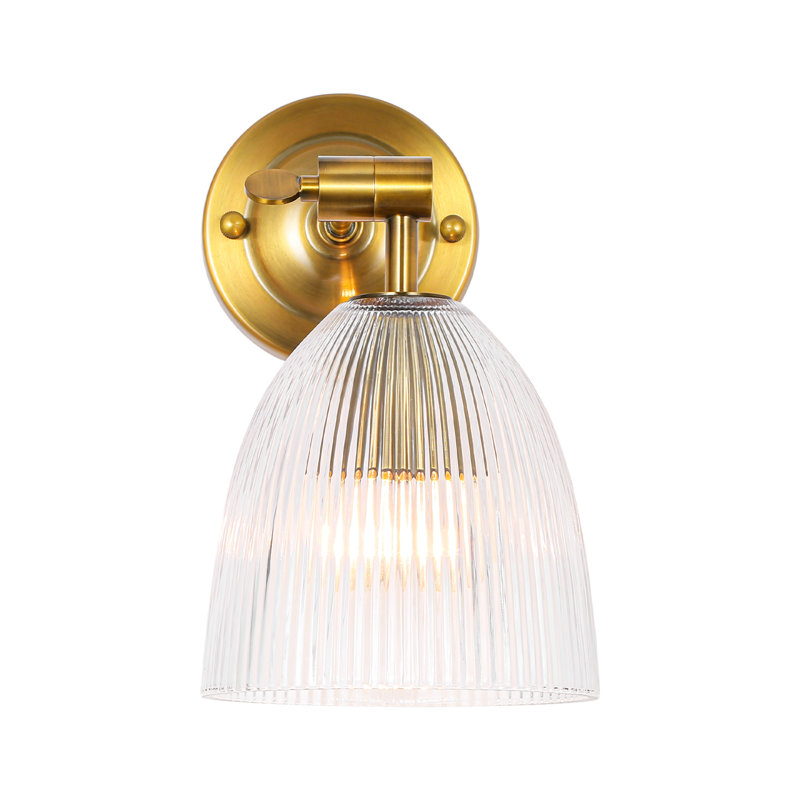 1-Light Modern Ribbed Clear Glass Wall Sconce