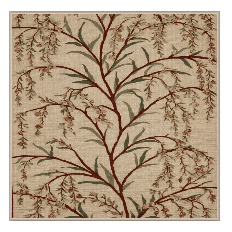 Tapis botanique brun lavable à la machine, Carré 5 pi