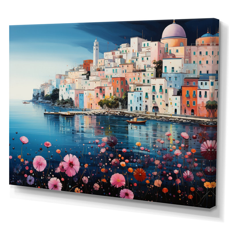 Pink Italy Capri Dreams - Affiches décoratives d'Italie, H 24 po x l 32 po x P 1 po, Toile tendue