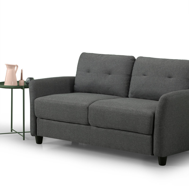Helsel Upholstered 62.2'' Loveseat, Dark Grey Polyester