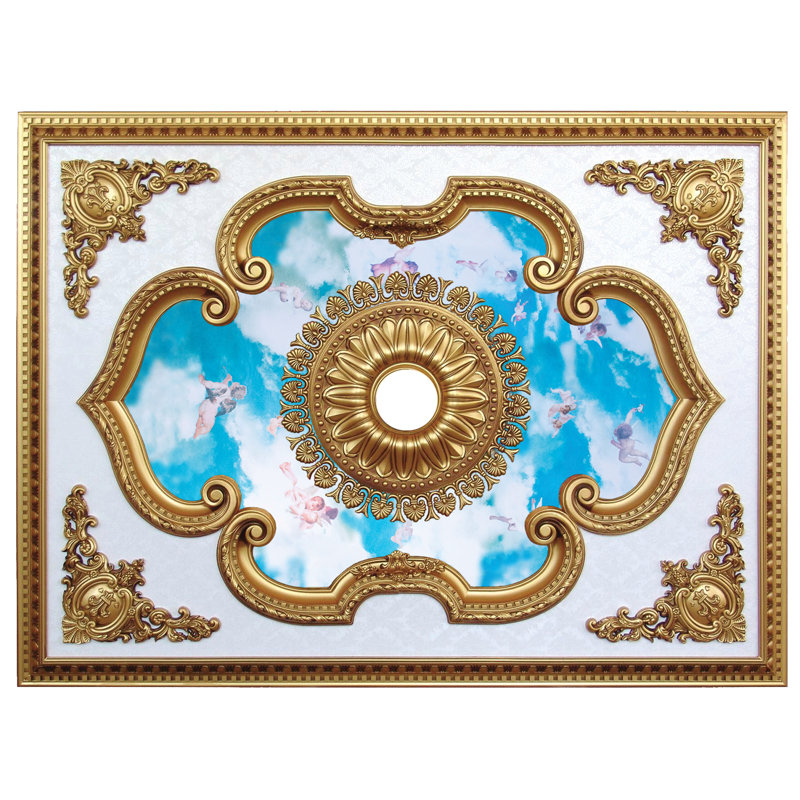 Angel Rectangle Ceiling Medallion, 2.5" H x 63" W x 47" D
