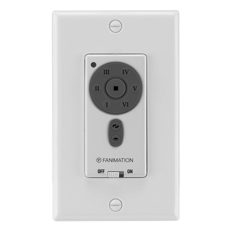 Ceiling Fan Wall Control Reversing - 6 Speed DC Motor Fan and Light - White