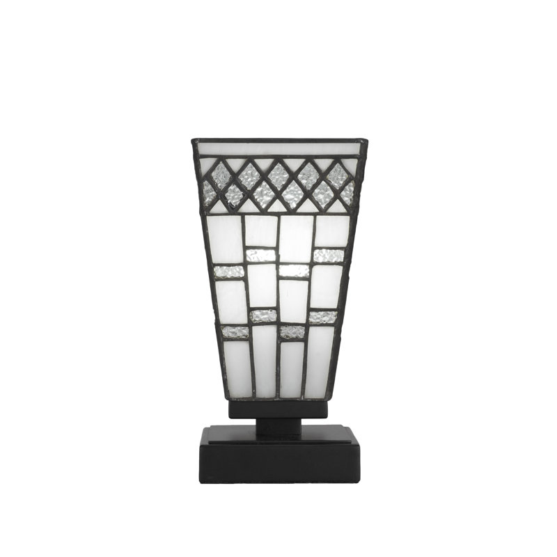 Hinkley Accent Lamp Shown In Matte Black Finish With 5" Square Pewter Art Glass