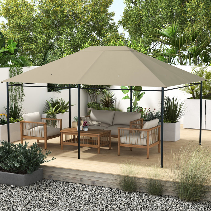 Toile de rechange kaki pour gazebo 3 m x 4 m, avec options de ventilation et de drainage, toit de rechange de 4 m, trous