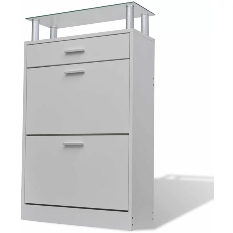 Flip Down Shoe Storage, White