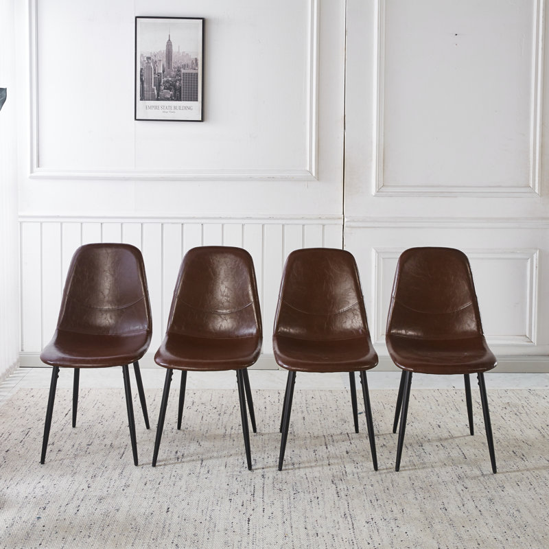 Chaise de salle à manger en PVC 4 pièces brun, Brown